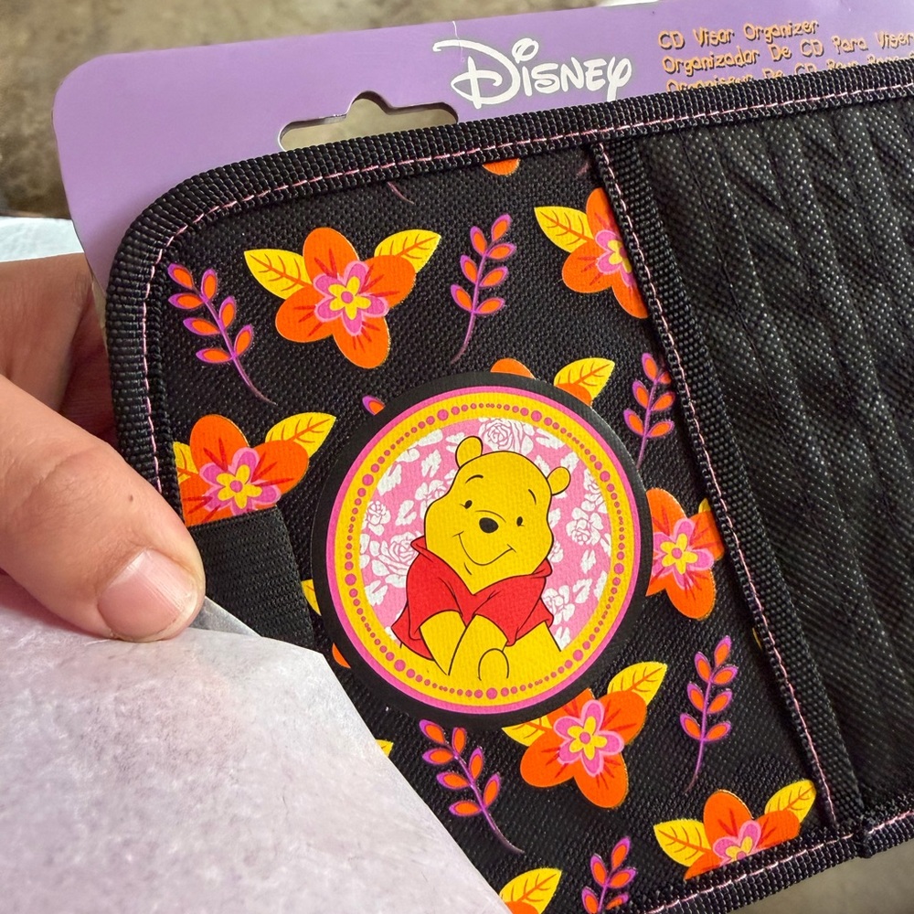 Disney Winnie the Pooh Floral CD Organizer - Black with Pink & Orange